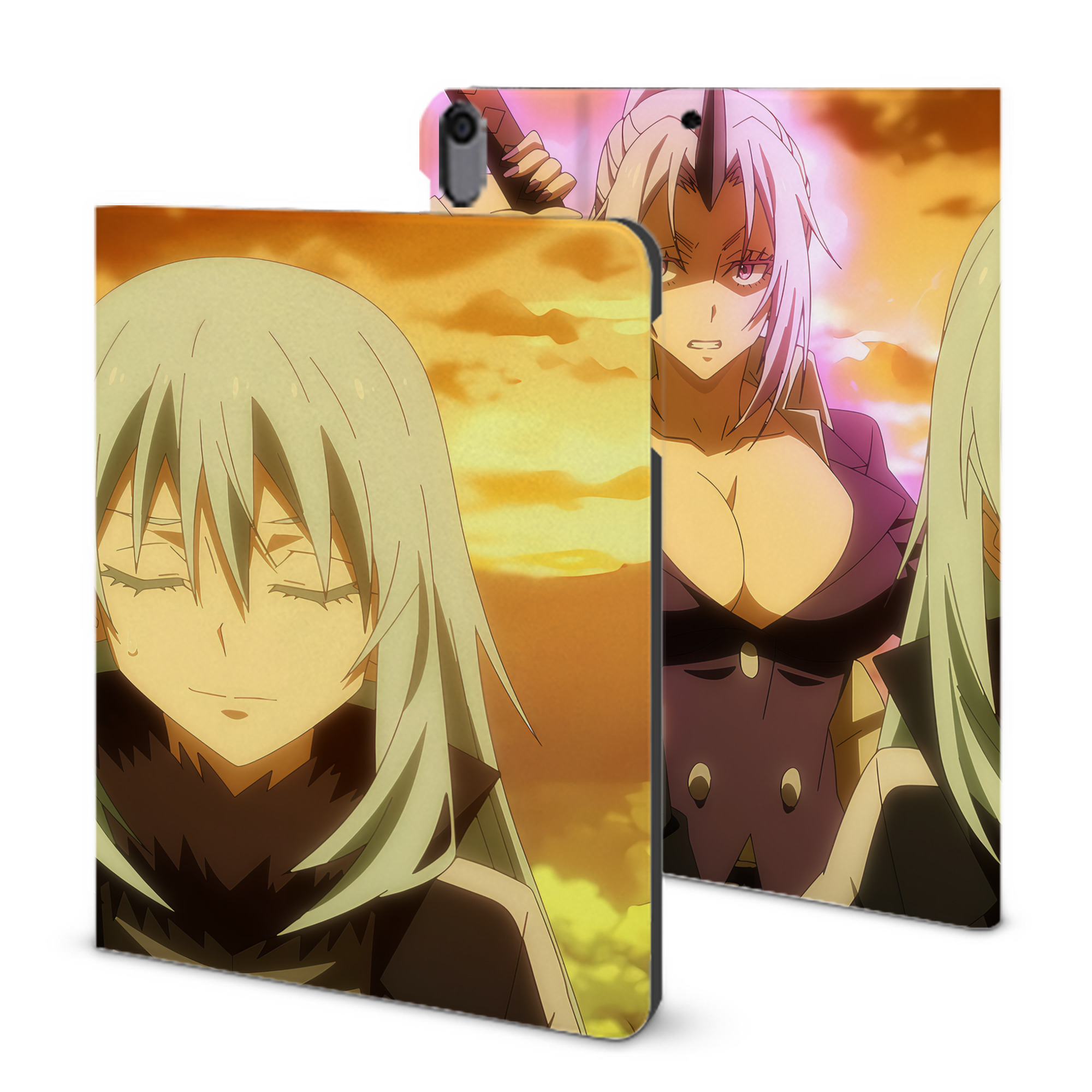 （画像用） 転スラ Regarding Reincarnated to Slime IPad ケース ブック型 PUレザー TPU 耐衝撃 軽量 薄型 ペン収納なし 全面保護 IPad 各モデル対応